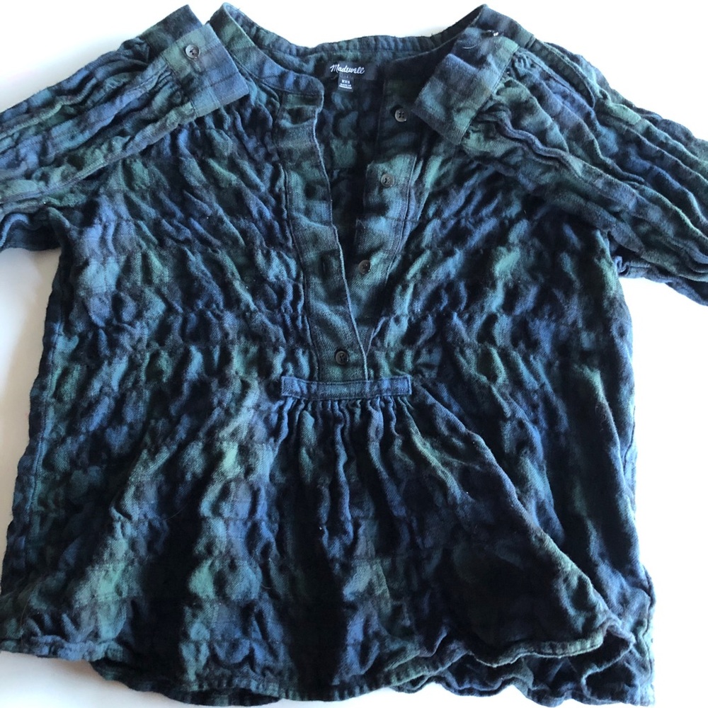 Madewell Plaid Popover Top